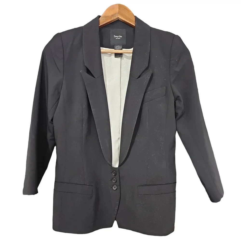 Smythe Wool Classic Blazer Jacket Black Size 6
